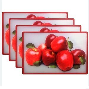 Placemat Frosted Clear Apple Semi Transparent Modern Farmhouse Shabby Chic 4 PC